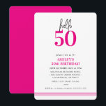 Invitación Fiesta de cumpleaños 50 moderna rosa divertida<br><div class="desc">por kat massard / WWW.SIMPLYSWEETPAPERIE.COM
Me encanta el diseño,  pero me gustaría ver algunos cambios - otro esquema de color,  producto,  agregar una foto o adaptarlo para una ocasión diferente - no hay problema,  simplemente contáctame,  kat@simplysweetPAPERIE.com Estoy encantada de ayudar.</div>
