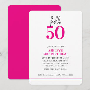 Invitación Fiesta de cumpleaños 50 moderna rosa divertida