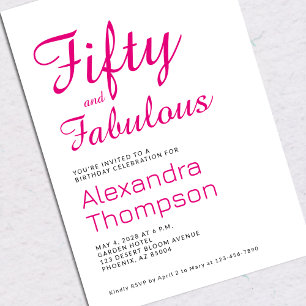 Invitación Fiesta de cumpleaños 50 moderna y fabulosa de colo