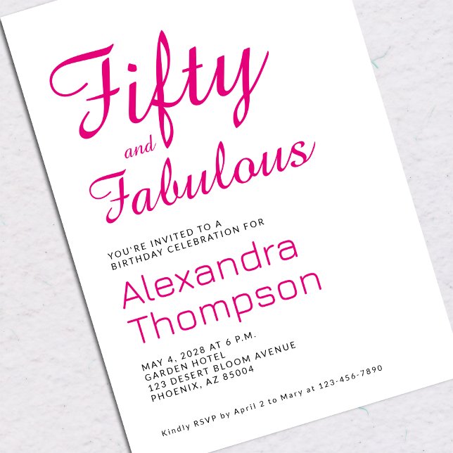 Invitación Fiesta de cumpleaños 50 moderna y fabulosa de colo (Subido por el creador)