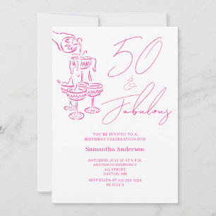 Invitación Fiesta de cumpleaños 50 moderna y fabulosa de colo
