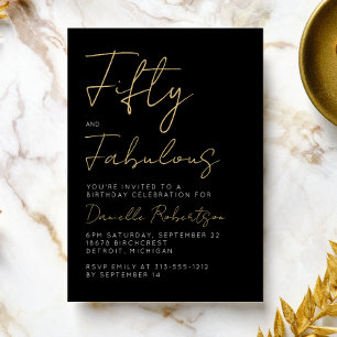 Invitación Fiesta de cumpleaños 50 moderna y fabulosa de oro
