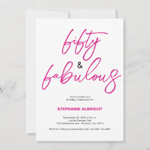 Invitación Fiesta de cumpleaños 50 moderna y fabulosa rosa