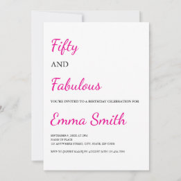Invitación Fiesta de cumpleaños 50 moderna y fabulosa rosa