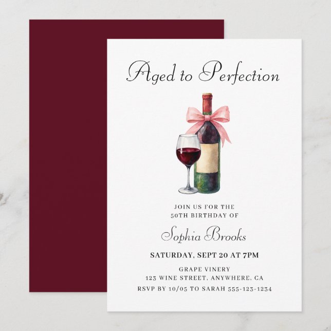 Invitación Fiesta de cumpleaños 50 moderna y perfecta (Anverso / Reverso)