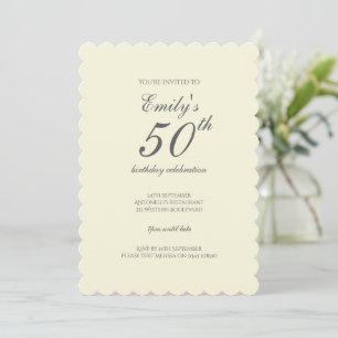 Invitación Fiesta de cumpleaños 50 Moderno Elegante Crema