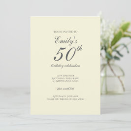 Invitación Fiesta de cumpleaños 50 Moderno Elegante Crema