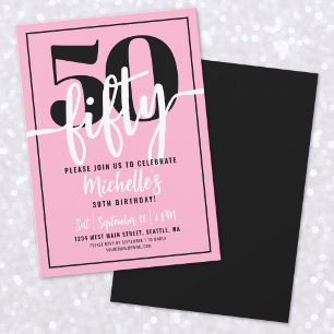 Invitación Fiesta de Cumpleaños 50 Moderno Rosa