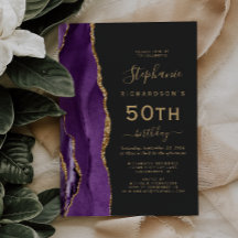 Fiesta de cumpleaños 50 oscuro con ágata de oro pú