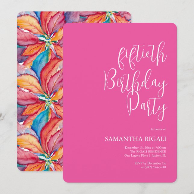 Invitación Fiesta de cumpleaños 50 personalizado invita a ros (Anverso / Reverso)