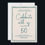 Invitación Fiesta de cumpleaños 50 Retro de escritura a mano<br><div class="desc">Fiesta de cumpleaños 50 Retro de escritura a mano</div>