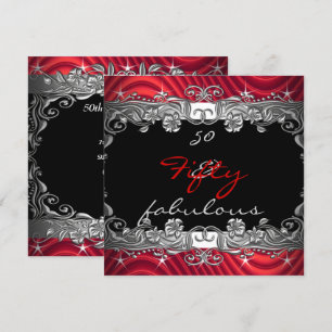 Invitación Fiesta de cumpleaños 50 Rojo 50 & Fabuloso