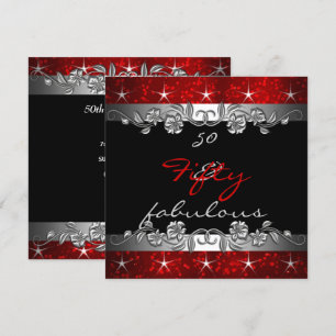 Invitación Fiesta de cumpleaños 50 Rojo 50 & Fabuloso