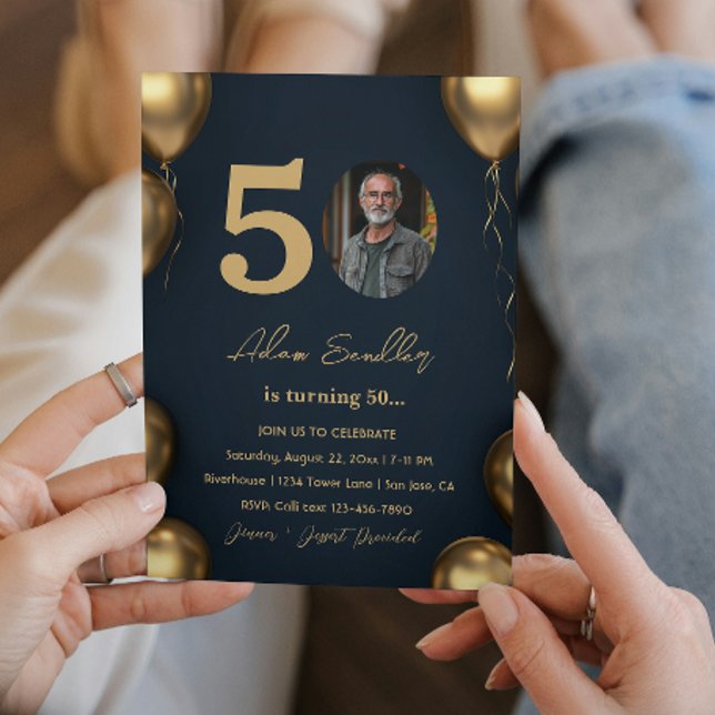 Invitación Fiesta de cumpleaños 50 simple y elegante (Subido por el creador)