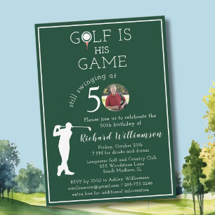 Invitación Fiesta de cumpleaños 50 Stylish Men's Golf Photo