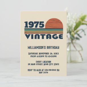 Invitación Fiesta de cumpleaños 50 vintage personalizada