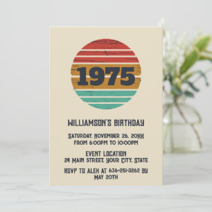 Invitación Fiesta de cumpleaños 50 vintage personalizada