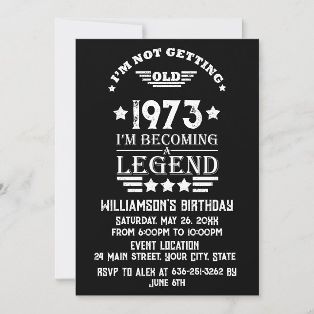 Invitación Fiesta de cumpleaños 50 vintage personalizada (Anverso)