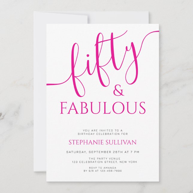 Invitación Fiesta de cumpleaños 50 y fabuloso (Anverso)