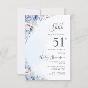 Invitación Fiesta de cumpleaños 51 sorpresa con tema de acuar