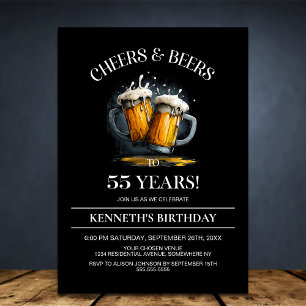 Invitación Fiesta de cumpleaños 55 con Cheers and Beers