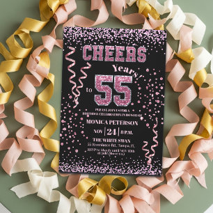 Invitación Fiesta de cumpleaños 55 con piedras de estrás de p