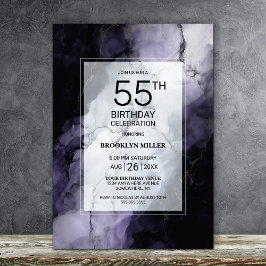 Invitación Fiesta de cumpleaños 55 de Purple Marble