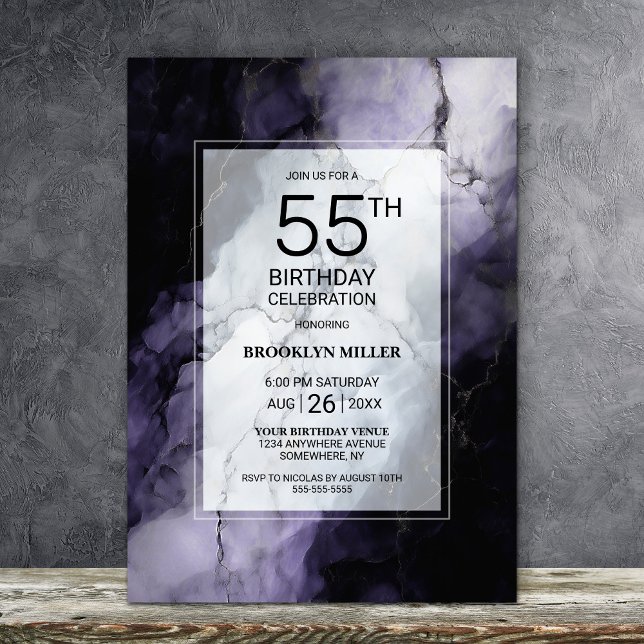 Invitación Fiesta de cumpleaños 55 de Purple Marble (Subido por el creador)