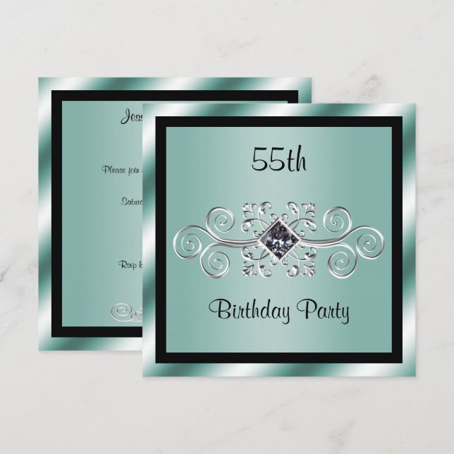 Invitación Fiesta de cumpleaños 55 de Remolinos de Plata y Di (Anverso / Reverso)