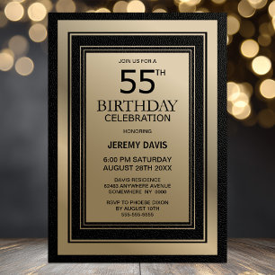 Invitación Fiesta de cumpleaños 55 moderno con borde negro y 
