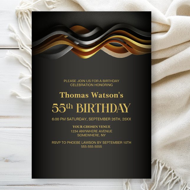 Invitación Fiesta de cumpleaños 55 Moderno Naranja (Subido por el creador)