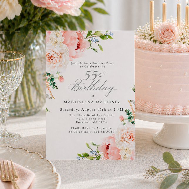 Invitación FIESTA DE CUMPLEAÑOS 55 Sorpresa Cumpleaños Femeni (Subido por el creador)