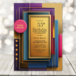 Invitación Fiesta de Cumpleaños 55 Vibrante Geométrica