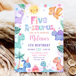 Invitación Fiesta de cumpleaños 5-A-Saurus de Dinosaurio