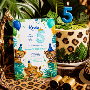 Invitación Fiesta de Cumpleaños 5 años Blue Fierce Safari