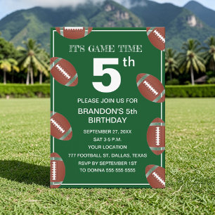 Invitación Fiesta de cumpleaños 5 años Fútbol Verde Deporte N