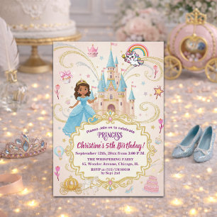 Invitación Fiesta de cumpleaños 5 años Princesa Castillo de C