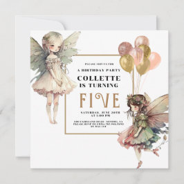 Invitación Fiesta de cumpleaños 5 de Anime Fairy Chica