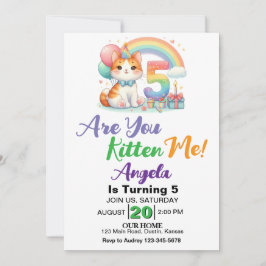 Invitación Fiesta de cumpleaños 5 de Cute Kitten