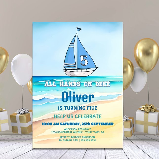 Invitación Fiesta de cumpleaños 5 del barco de vela (Subido por el creador)