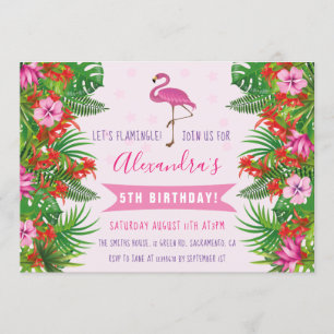 Invitación Fiesta de cumpleaños 5 del Flamingo Tropical