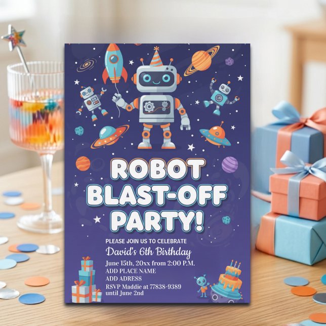 Invitación Fiesta de Cumpleaños 6º Robots en el Espacio (Subido por el creador)