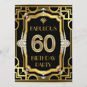 Invitación Fiesta de cumpleaños 60 Art Deco