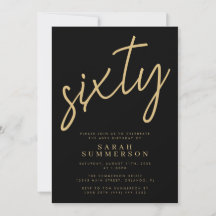Fiesta de cumpleaños 60 Classy Script Sixty Black 