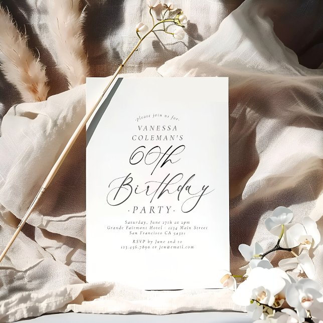 Invitación Fiesta de cumpleaños 60 con caligrafía de letra el (Subido por el creador)