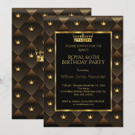 Invitación Fiesta de Cumpleaños 60 de King Mans Corona Dorado