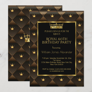 Invitación Fiesta de Cumpleaños 60 de King Mans Corona Dorado