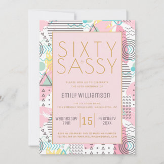 Invitación Fiesta de cumpleaños 60 de la Retro Rosa Sesenta y