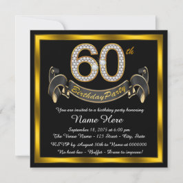 Invitación Fiesta de cumpleaños 60 de Oro Negro
