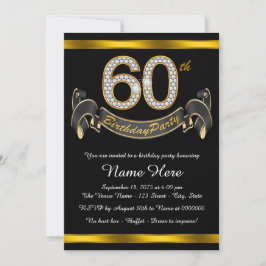 Invitación Fiesta de cumpleaños 60 de Oro Negro